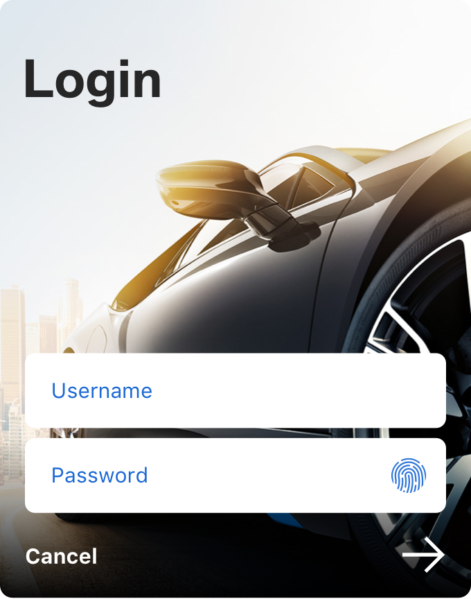 small login window for the Mobile Customizer iOS app